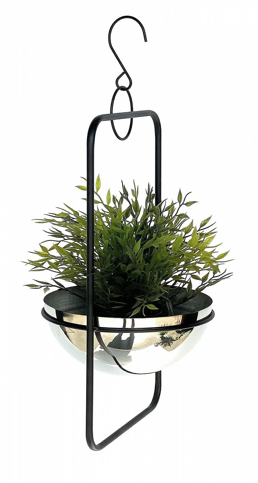 Підвісне кашпо DanDiBo 96083 44.5 см з горщиком S сріблясте чорне, фото №3