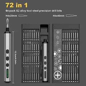 Набір викруток акумуляторних Ainiv Mini 72 в 1 Прецизійні 5 швидкостей Магнітні synthetic.ua - Фото 1