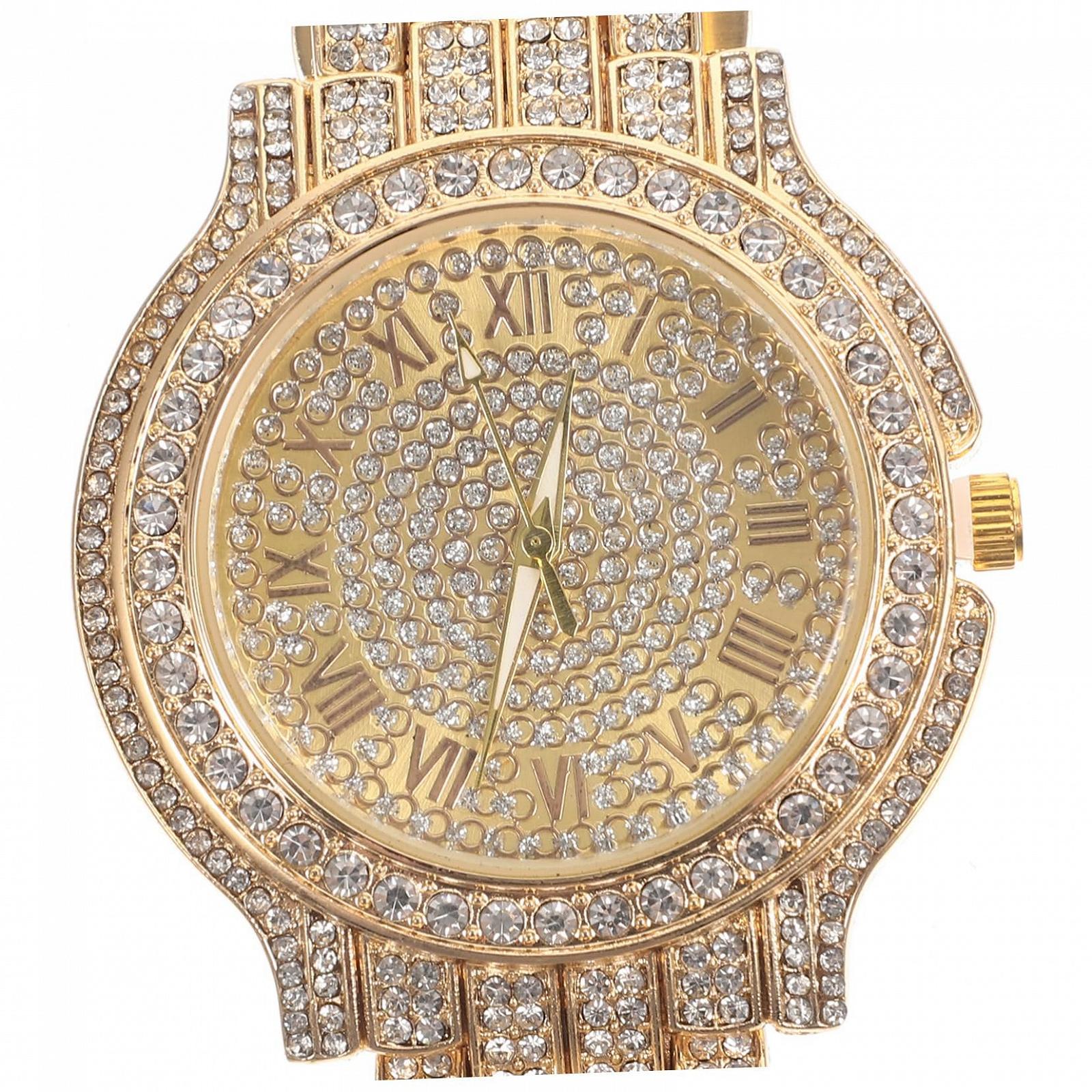 Цифровые часы LIFKOME Gyro со стразами для женщин, римские, розовое золото, фото №6