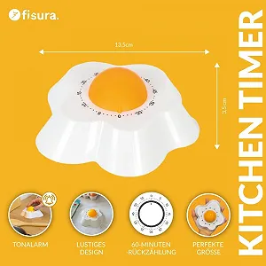 Кухонный таймер Fisura механический в форме яйца 60 минут synthetic.ua - Фото 1
