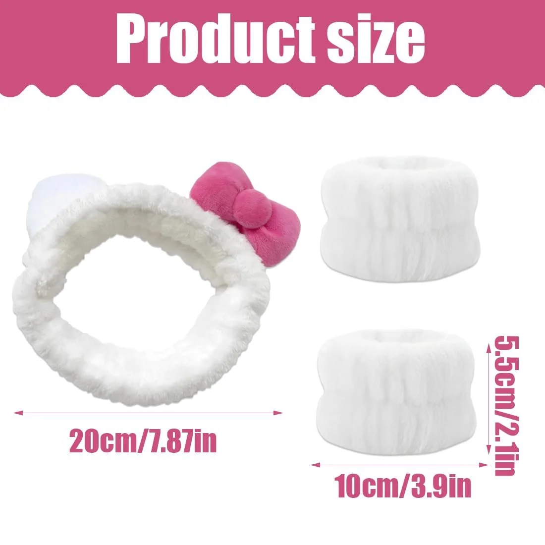 Пов'язка для спа, Еластичні напульсники для вмивання обличчя для жінок, фото №2