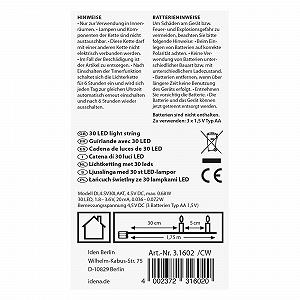 Гірлянда Idena LED 31602, 30 LED, теплий білий, 1,75 м, з пультом керування synthetic.ua - Фото 1