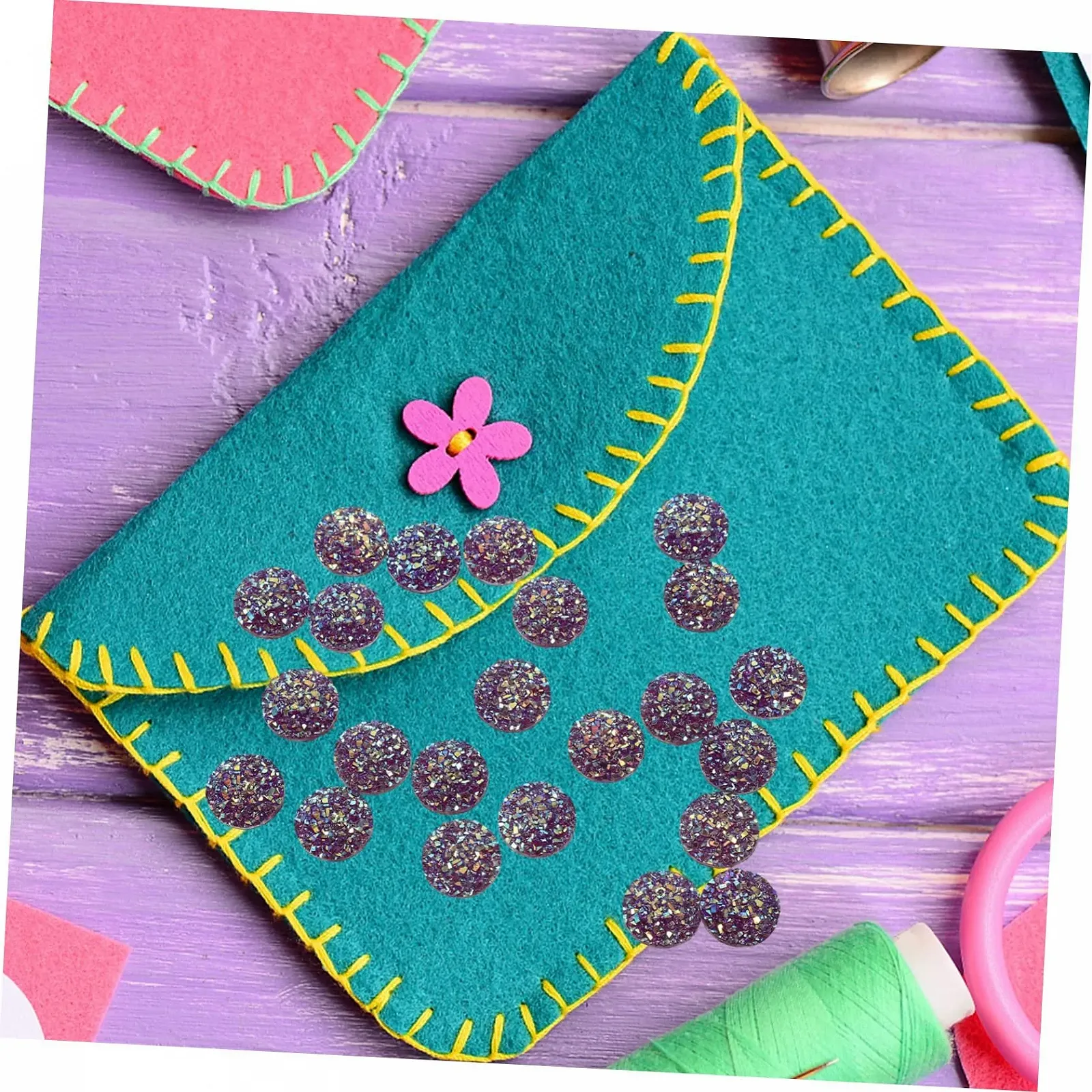 Стрази DECHOUS Плоскі 500 шт., фіолетові, смола, фото №2