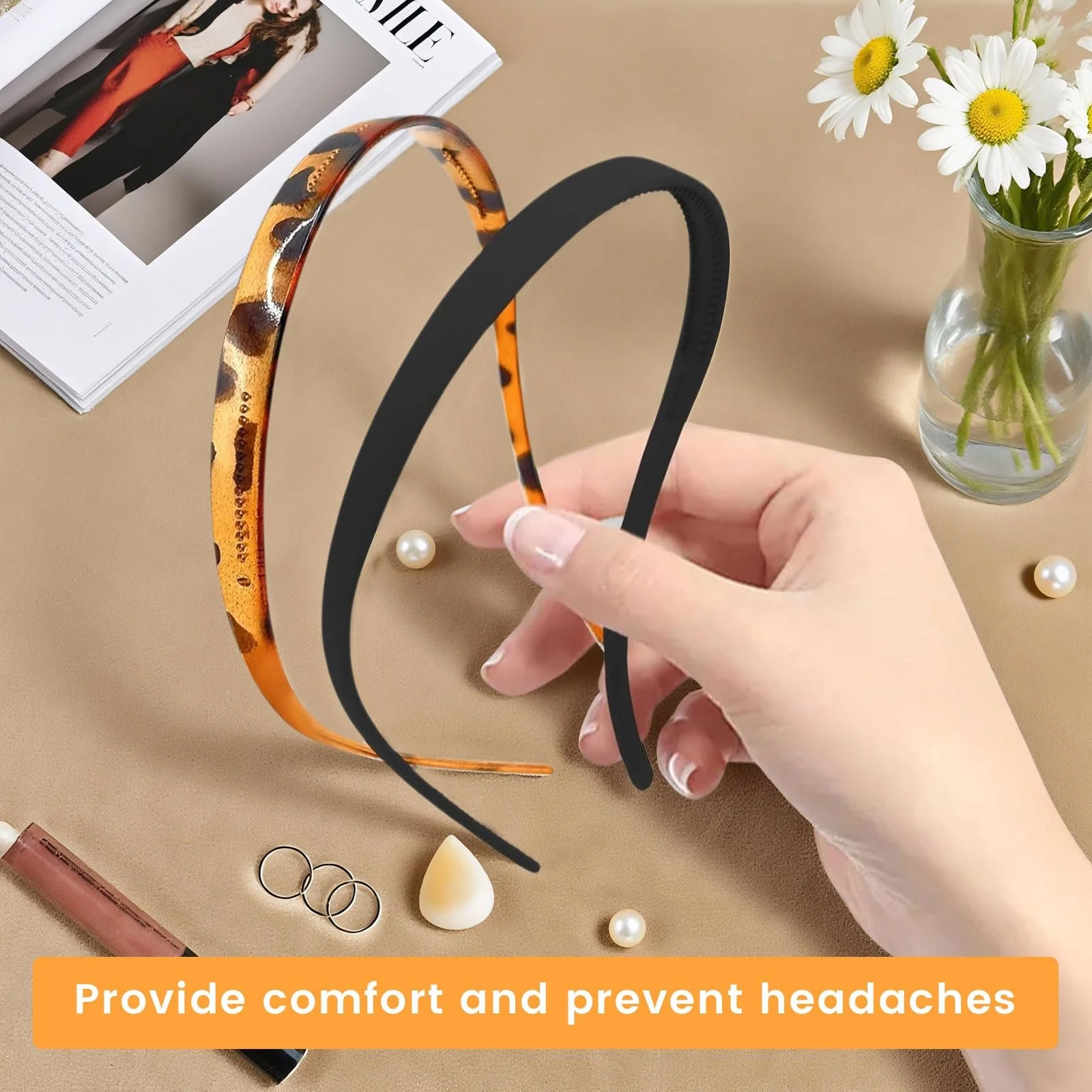 Обруч для волосся VelvetGlow 6 штук, фото №4