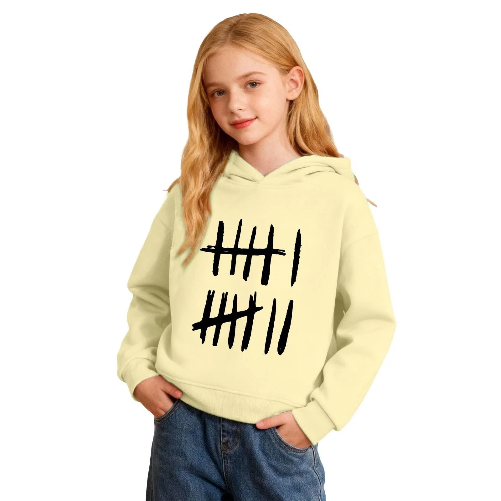 Худи для девочек с графическим принтом, пуловер с длинными рукавами для повседневных занятий на открытом воздухе, размер 140, фото №1