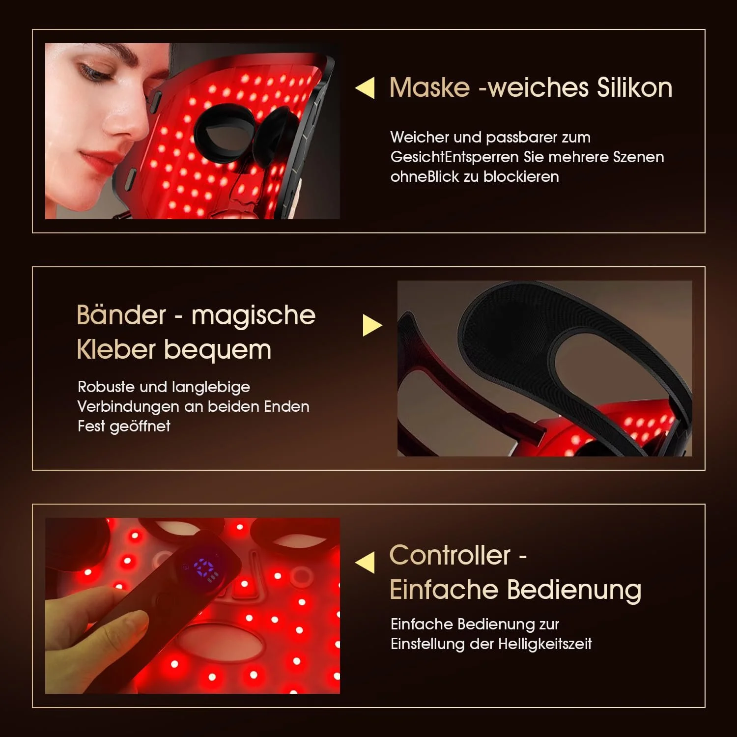LED Маска для обличчя KIYTARBOO Терапія червоним світлом 3 кольори Світлотерапевтична маска для антивікового догляду, фото №6