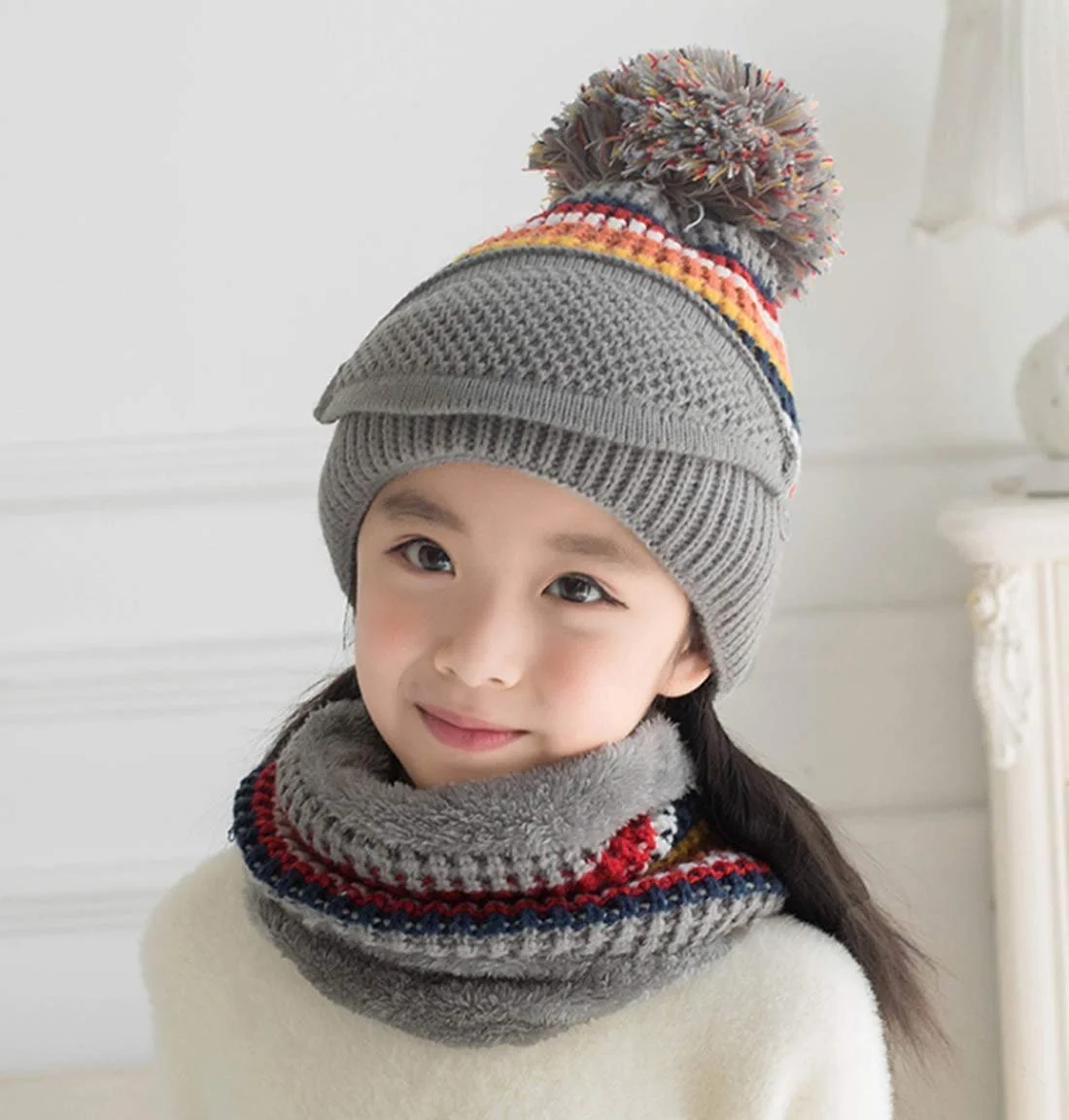 Шапка-шарф ITODA Вязаная Плюшевая Подкладка Зимняя Теплая Защита от ветра с помпоном и защитой ушей, фото №2 Шапка-шарф ITODA Вязаная Плюшевая Подкладка Зимняя Теплая Защита от ветра с помпоном и защитой ушей, фото №2