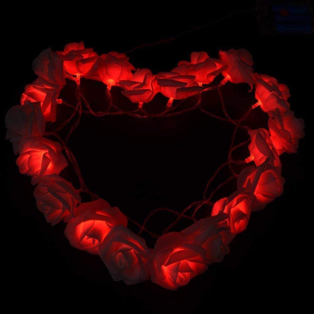 Гірлянда Riaxuebiy у формі троянд, 50 LED, 5 м, біла троянда, червоне світло, фото №3