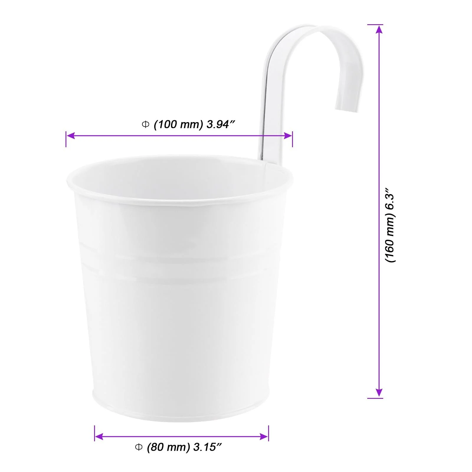 Квіткові горщики підвісні 6 шт. металеві 10 см Білий, фото №2 Квіткові горщики підвісні 6 шт. металеві 10 см Білий, фото №2