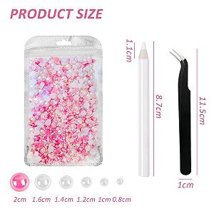 Набор бисера и страз 60 г с плоской задней частью для рукоделия, 1 шт. ручка с точечным клеем, 1 шт. пинцет, наклейки из искусственного жемчуга, хрустальные наклейки с бриллиантами synthetic.ua - Фото 1