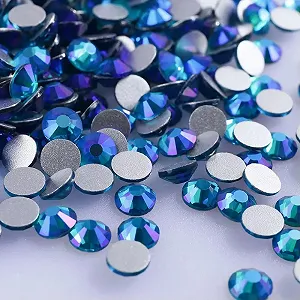 Стразы Стекло SS3-SS20 без термофиксации, плоская задняя часть, блестки, AB-стразы, как на изображении, AB-SS16, 1440 штук - Фото 1