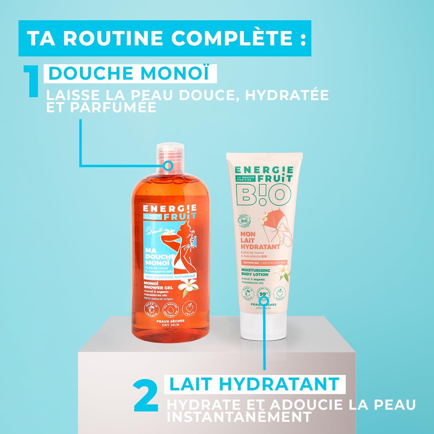 Гель для душа Energie Fruit Monoï & Macadamia pH-нейтральный Органический Веганский 500 мл, фото №7