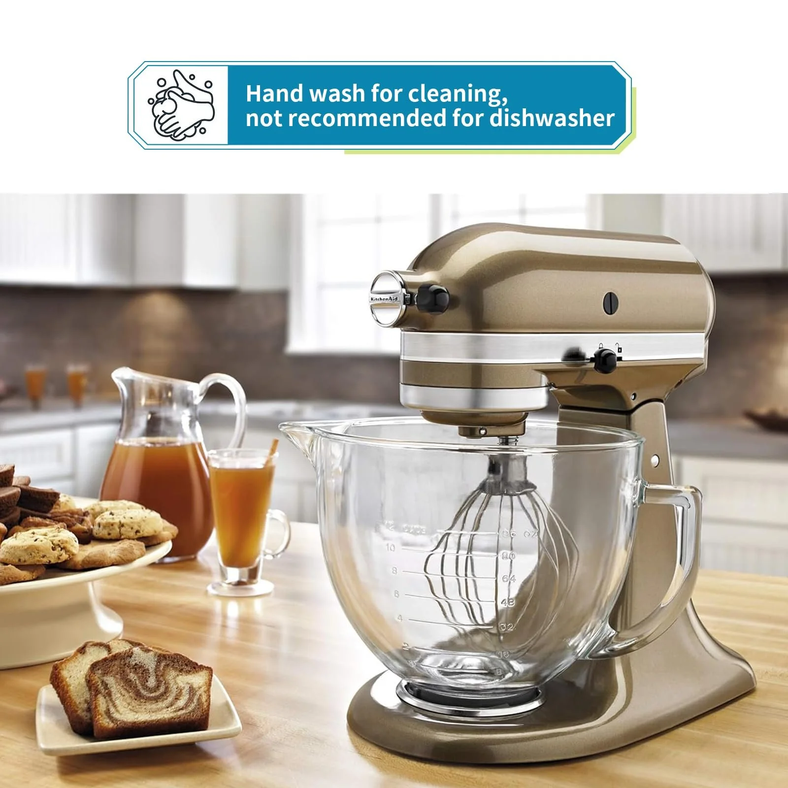 Миска для смешивания Skelang стеклянная, с ручкой и носиком, для миксеров KitchenAid 4.5 и 5 кварт с наклонной головкой, фото №5 Миска для смешивания Skelang стеклянная, с ручкой и носиком, для миксеров KitchenAid 4.5 и 5 кварт с наклонной головкой, фото №5