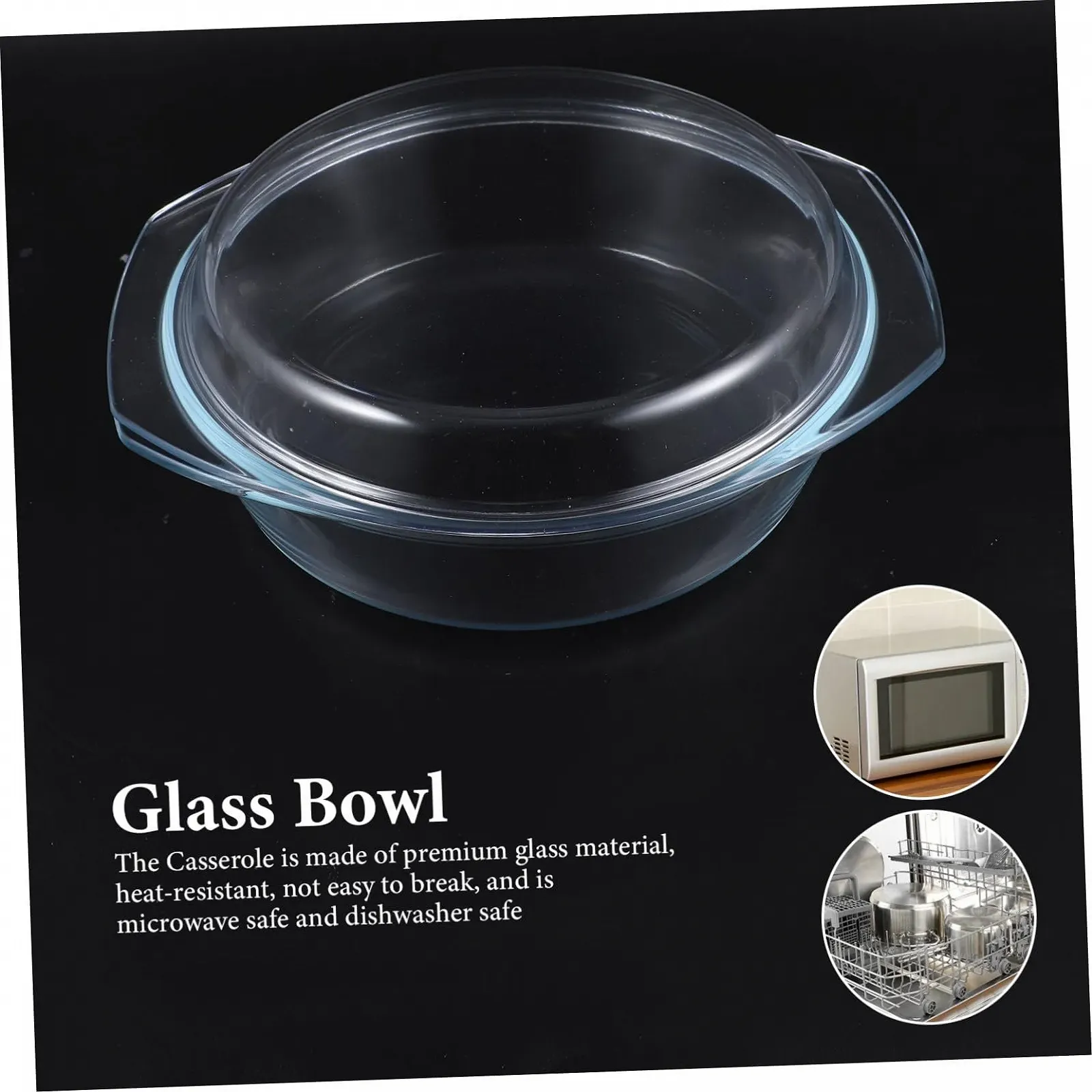 Стеклянная форма для микроволновой печи с крышкой и ручками термостойкая прозрачная, фото №7 Стеклянная форма для микроволновой печи с крышкой и ручками термостойкая прозрачная, фото №7