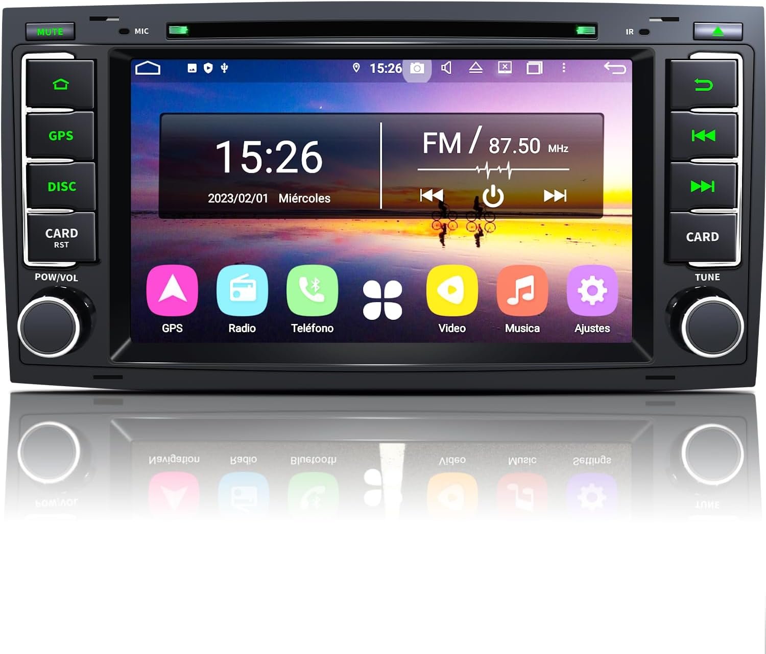 Штатна автомагнітола CAWELL KD-7077 для VW T5 Multivan & VW Touareg / 7" / Сенсорна / 4/64Гб / Android 12 / Apple CarPlay / Android Auto / Bluetooth / WI-FI / GPS / USB / CD / FM / RCA / DAB+ / 2DIN, фото №1