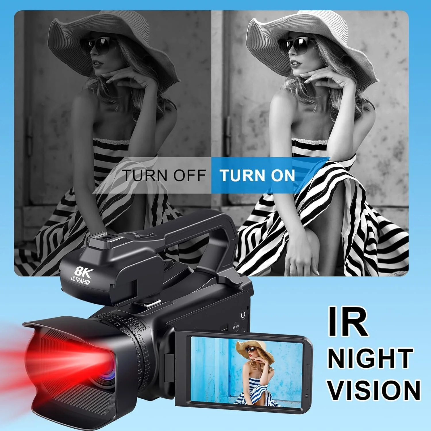 Цифрова відеокамера Vetek NPX108 / 64Мп / 8К / 120fps / 18Х зум / Чорна, фото №5 Цифрова відеокамера Vetek NPX108 / 64Мп / 8К / 120fps / 18Х зум / Чорна, фото №5