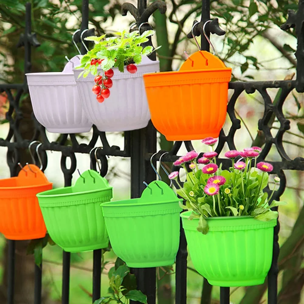 Настінні підвісні кашпо Пластикові Для балкона та паркану З дренажем та 4 гачками Набір із 2 шт., фото №7 Настінні підвісні кашпо Пластикові Для балкона та паркану З дренажем та 4 гачками Набір із 2 шт., фото №7