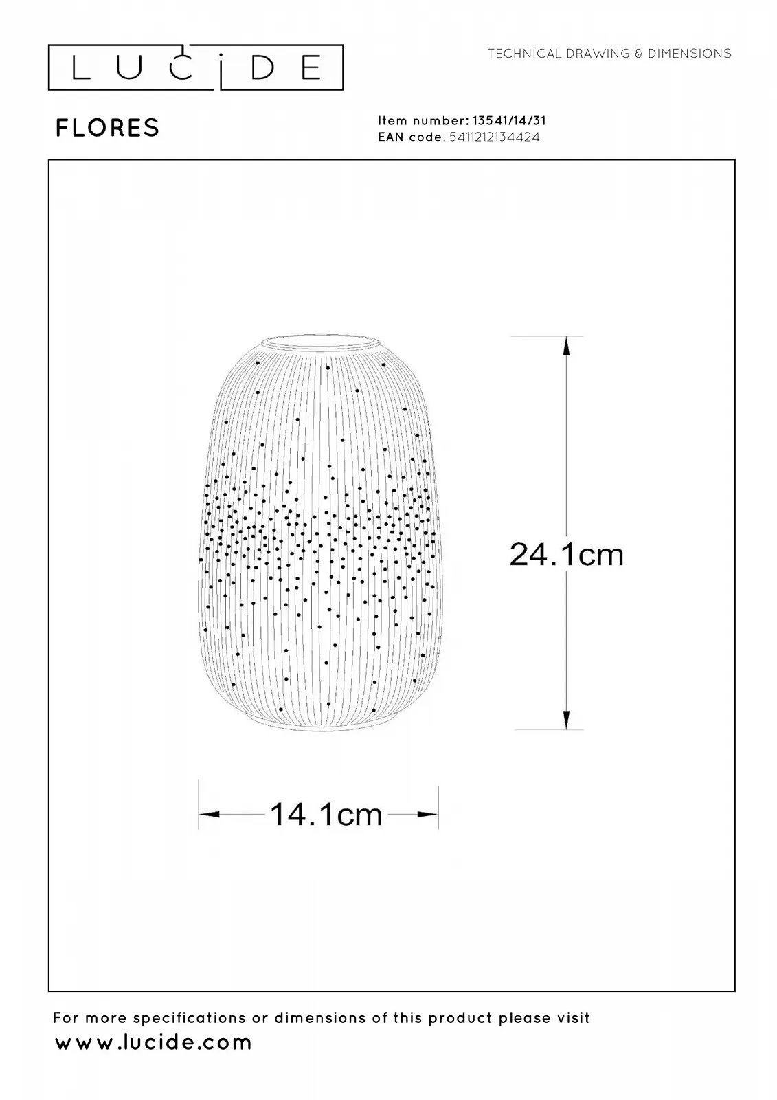 Настільна лампа LUCIDE FLORES Діаметр 14.1 см 1 x E14 Біла, фото №5