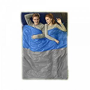 Спальний мішок Cold and Warm Portable Double для внутрішнього та зовнішнього використання утеплений сірий - Фото 1