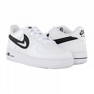 Кроссовки Nike Air Force 1 Low Cut Out Swoosh белые с черным (GS) размер 38.5 - Фото 1