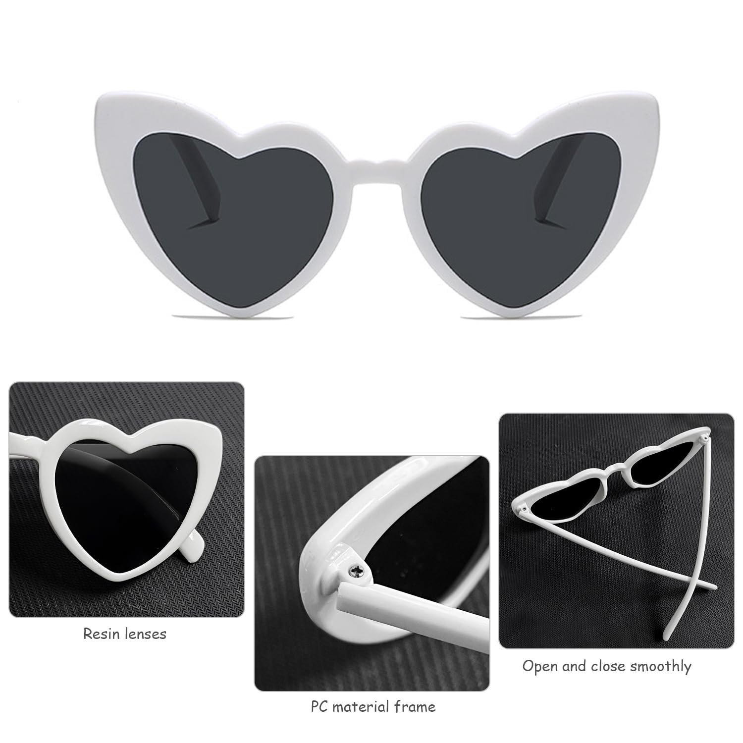 Сонцезахисні окуляри KRYMSON Серцеподібні Білий, 4 шт, фото №3