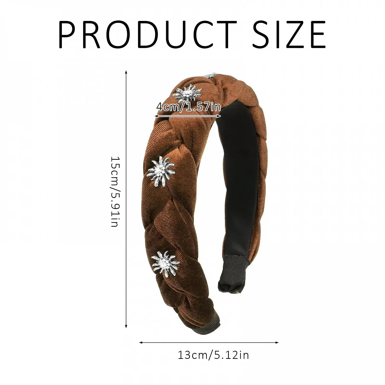 Обруч оксамитовий Edelweiss, плетений, широкий, фото №2