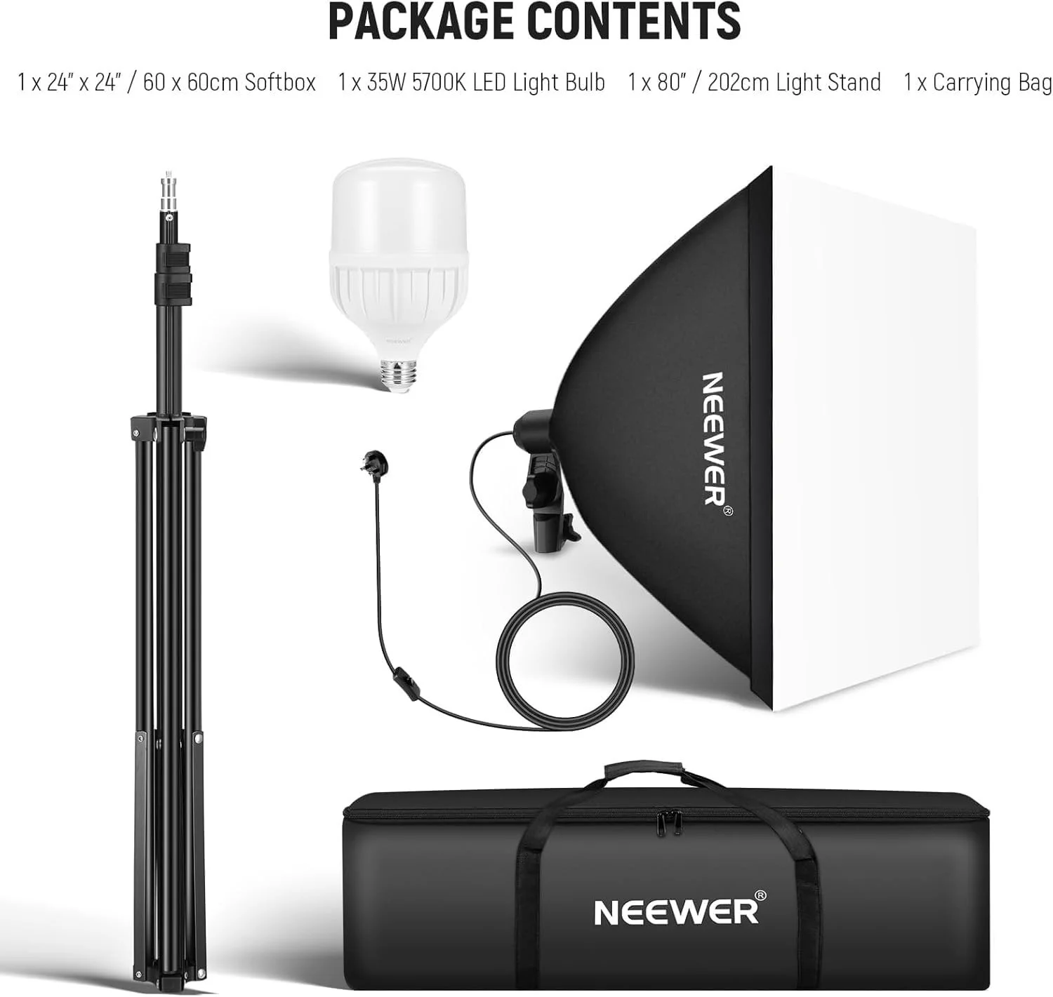 Студийное освещение NEEWER NK300 350 Вт 24 x 24" Черный, фото №9 Студийное освещение NEEWER NK300 350 Вт 24 x 24" Черный, фото №9