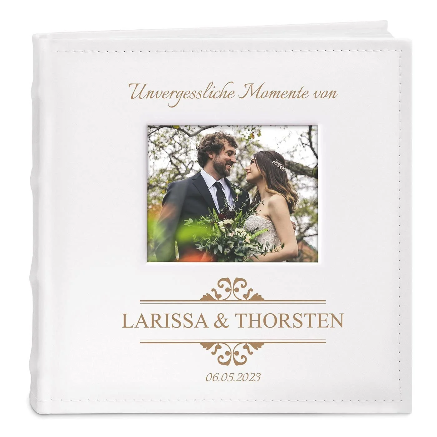 Альбом для фотографий Maverton вставного типа + с гравировкой - 21 x 22 см - Фотоальбом на 200 фотографий 10 x 15 см - 100 страниц - Белый, фото №1