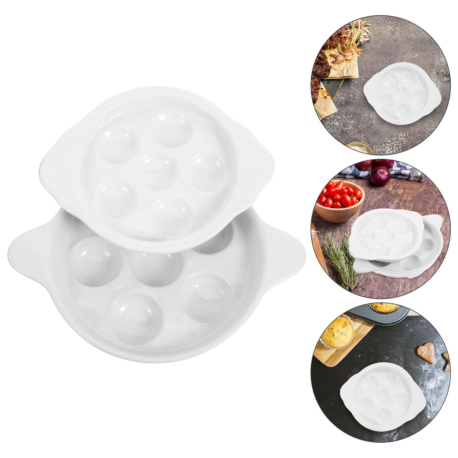 Набор форм для запекания улиток BESPORTBLE 2 шт. керамические с ручками, фото №8