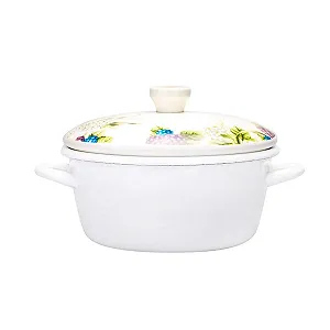 Купити Каструля AIBAB емальована для тушкування, форма груші, з кришкою, потовщена, біла, 2.7 л - Фото 1 Каструля AIBAB емальована для тушкування, форма груші, з кришкою, потовщена, біла, 2.7 л - Фото 1