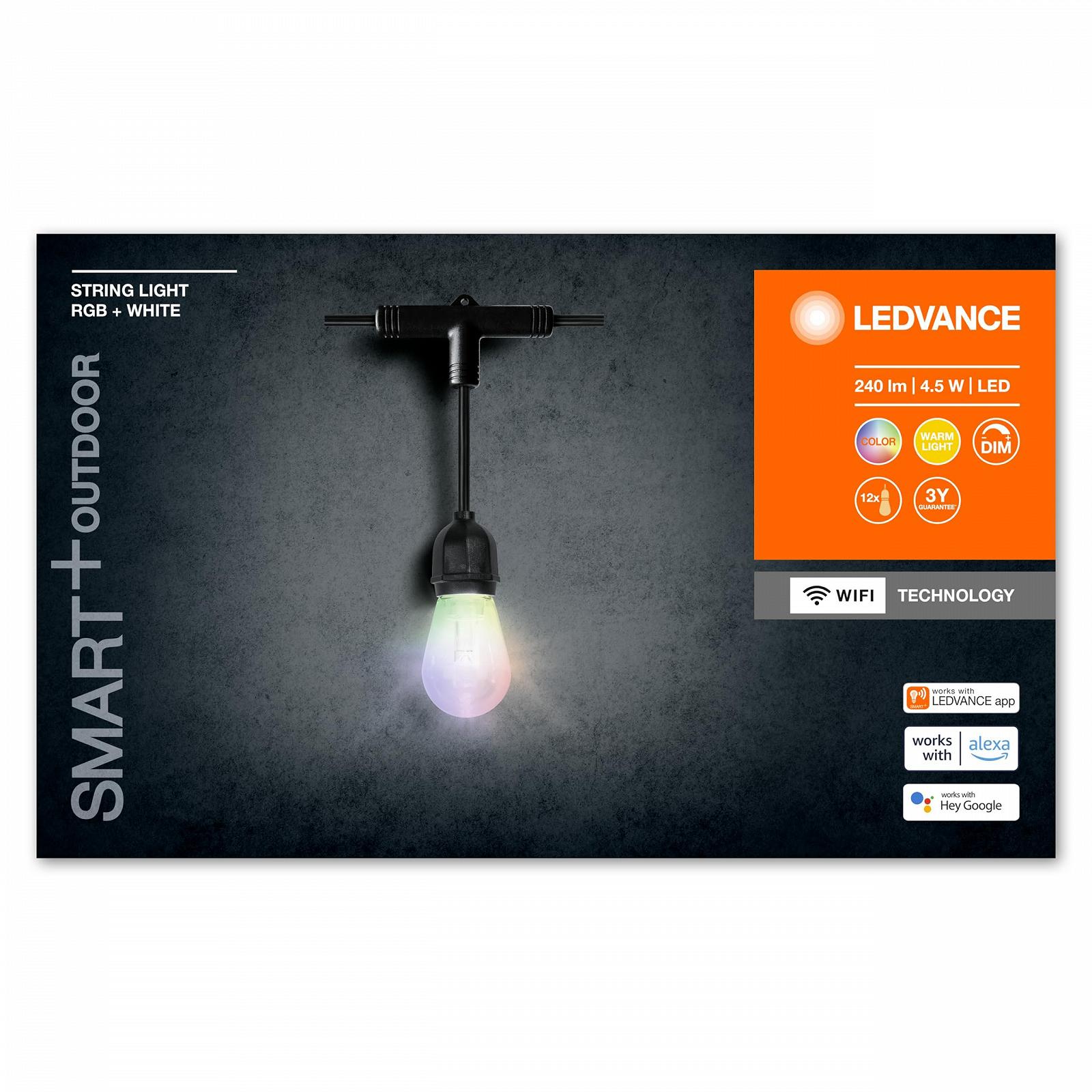 Гірлянда LEDVANCE SMART+ Outdoor WiFi, 4.5 Вт, 240 лм, чорний, теплий білий (3000K) та RGB, фото №11