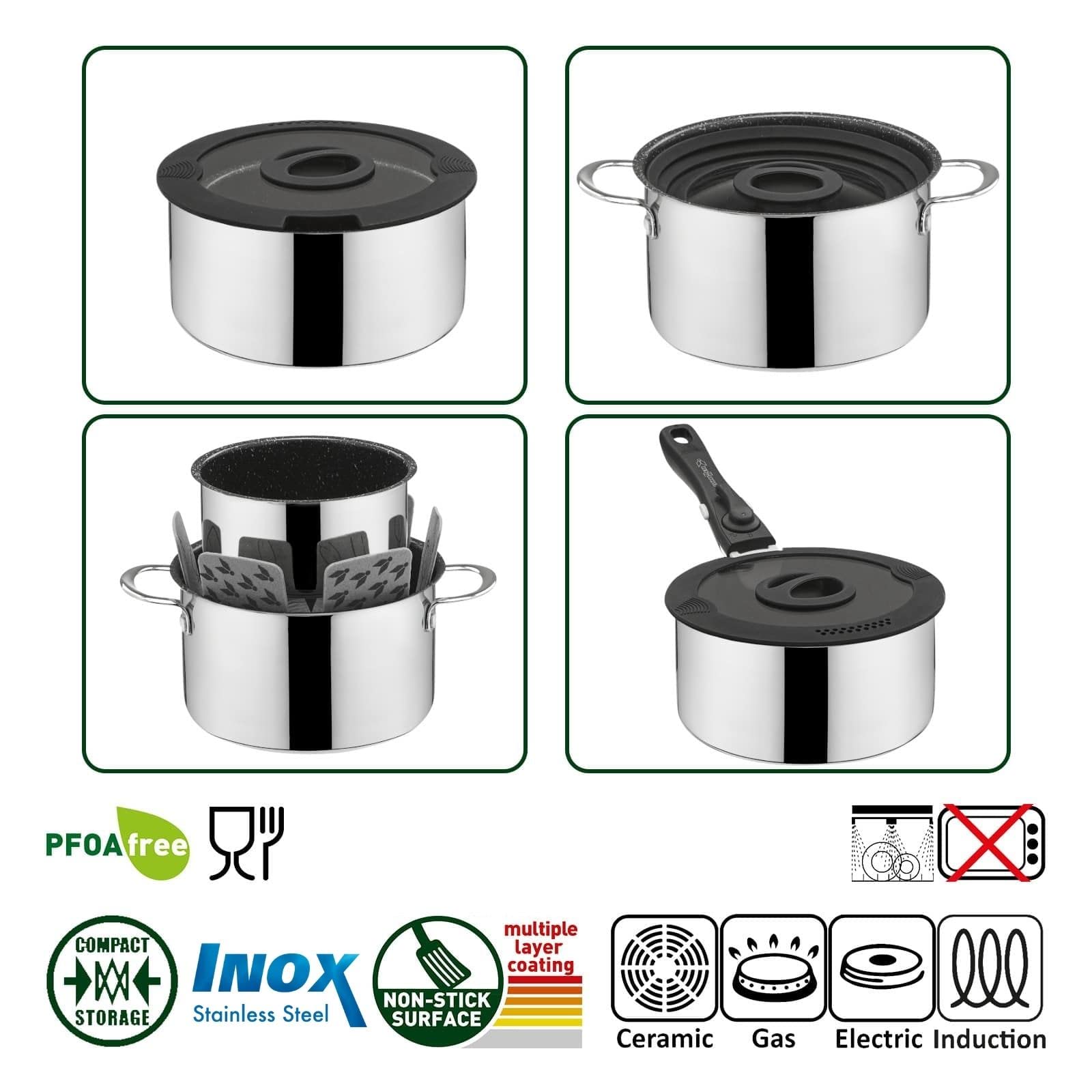 Набор посуды BRUNNER Academy NG - из нержавеющей стали с антипригарным покрытием ø 20 или 22 см (4, 5 или 7 штук) для электрических, газовых и индукционных плит, фото №5 Набор посуды BRUNNER Academy NG - из нержавеющей стали с антипригарным покрытием ø 20 или 22 см (4, 5 или 7 штук) для электрических, газовых и индукционных плит, фото №5