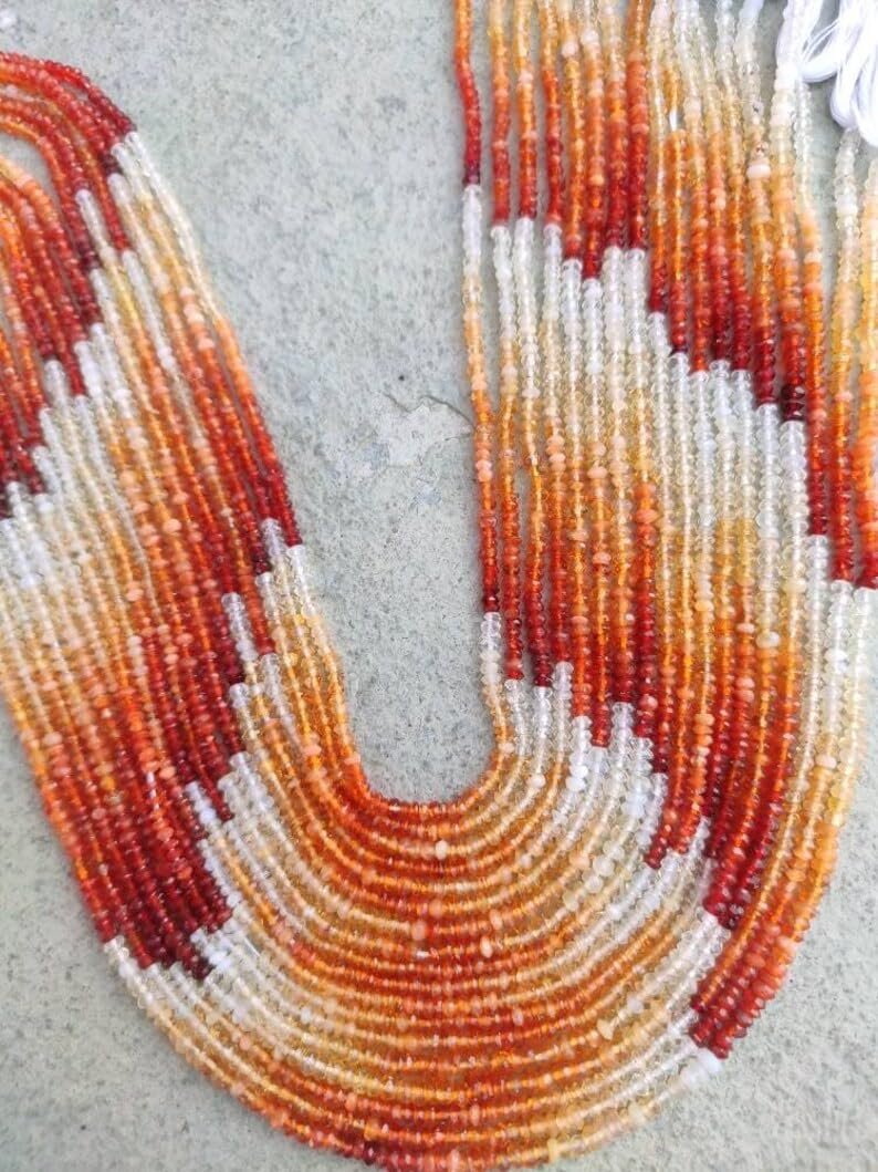 Натуральный мексиканский огненный опал, круглые граненые бусины 2.5-3 мм, нить длиной 33 см, камни для ожерелья и браслета, фото №5