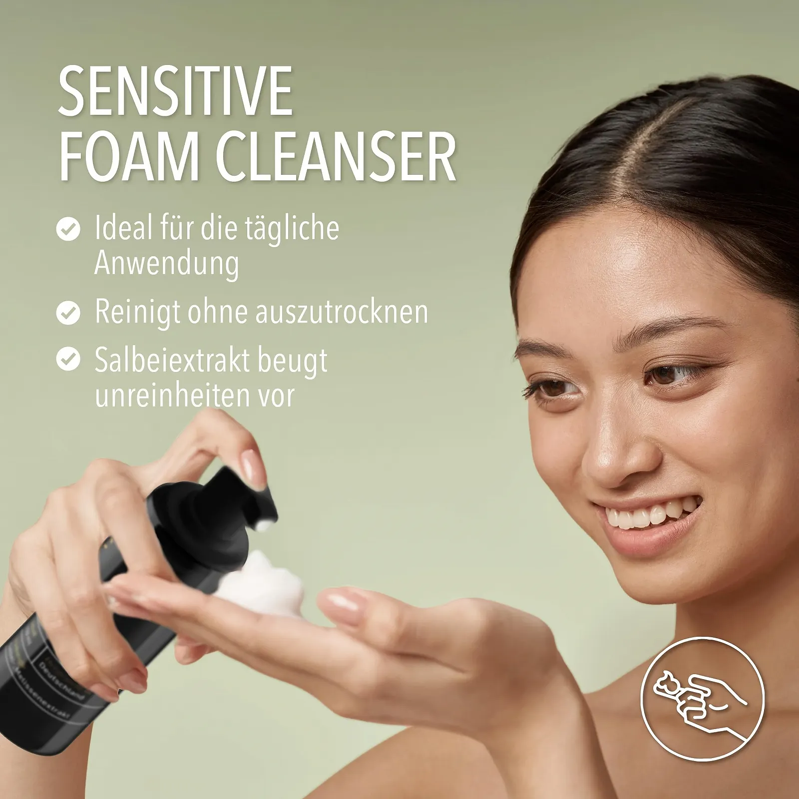 Пінка для вмивання для чутливої шкіри обличчя 150 мл з екстрактом шавлії та меліси, фото №4 Пінка для вмивання для чутливої шкіри обличчя 150 мл з екстрактом шавлії та меліси, фото №4