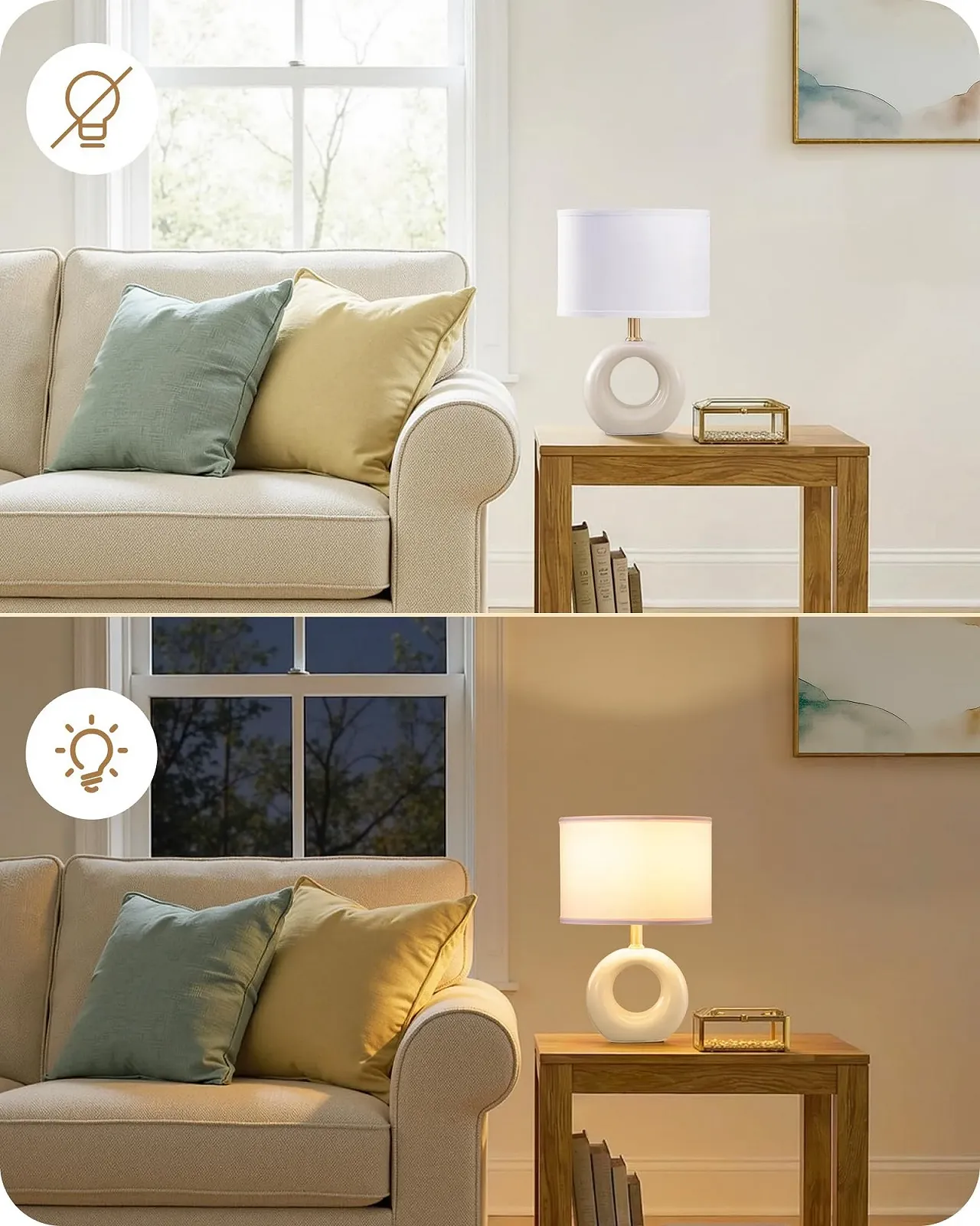 Настільна лампа EDISHINE Керамічна тканинний абажур E14 2700K, фото №2