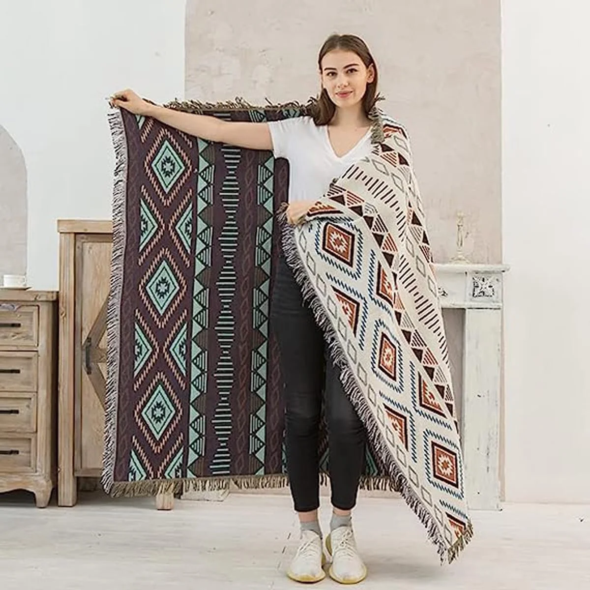 Одеяло Богемный стиль Czyminrout Геометрический узор 130 x 180 см, фото №3