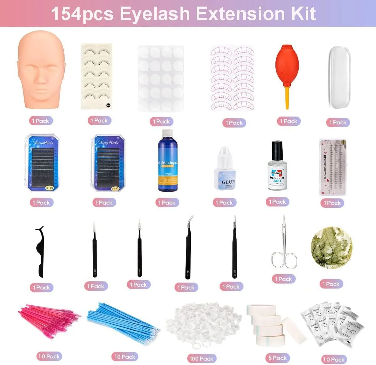 Набір для нарощування вій / Навчальний / 21 шт, фото №2