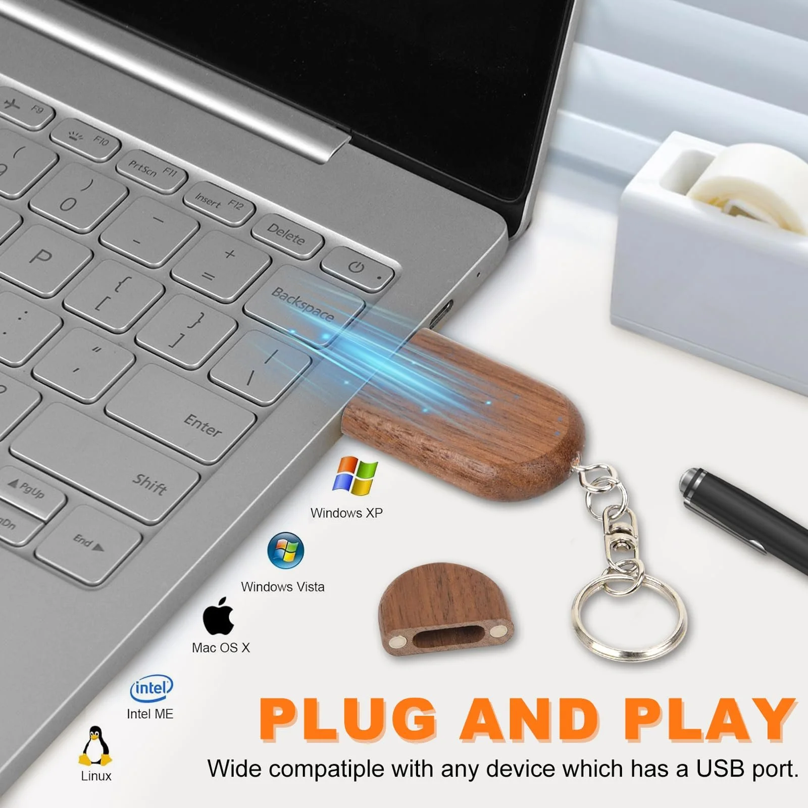 USB-флеш-накопичувач Wooden 64 GB USB 2.0 з дерев'яною коробкою, фото №4