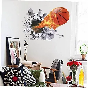 Наклейка на стіну 3D Баскетбол реалістична мультяшна для дитячої кімнати 40 x 60 см synthetic.ua - Фото 1