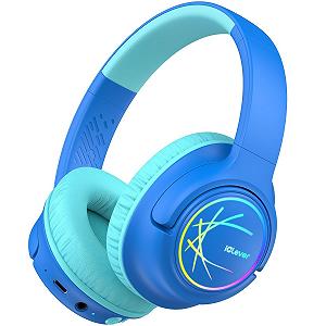 Навушники Bluetooth iClever Дитячі з LED Підсвіткою 74/85 dBA Volume Limit 43 години відтворення Stereo Sound Type-C AUX Кабель Bluetooth 5.3 для Планшета/Подорожей - Фото 1