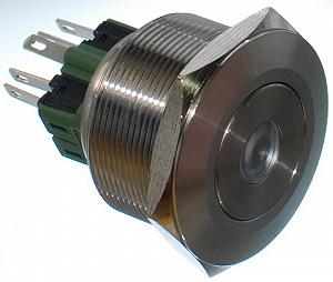 Кнопка антивандальна VJ Parts d34mm стрижка 30mm h34mm 2 положення 6 контактів індикація - Фото 1