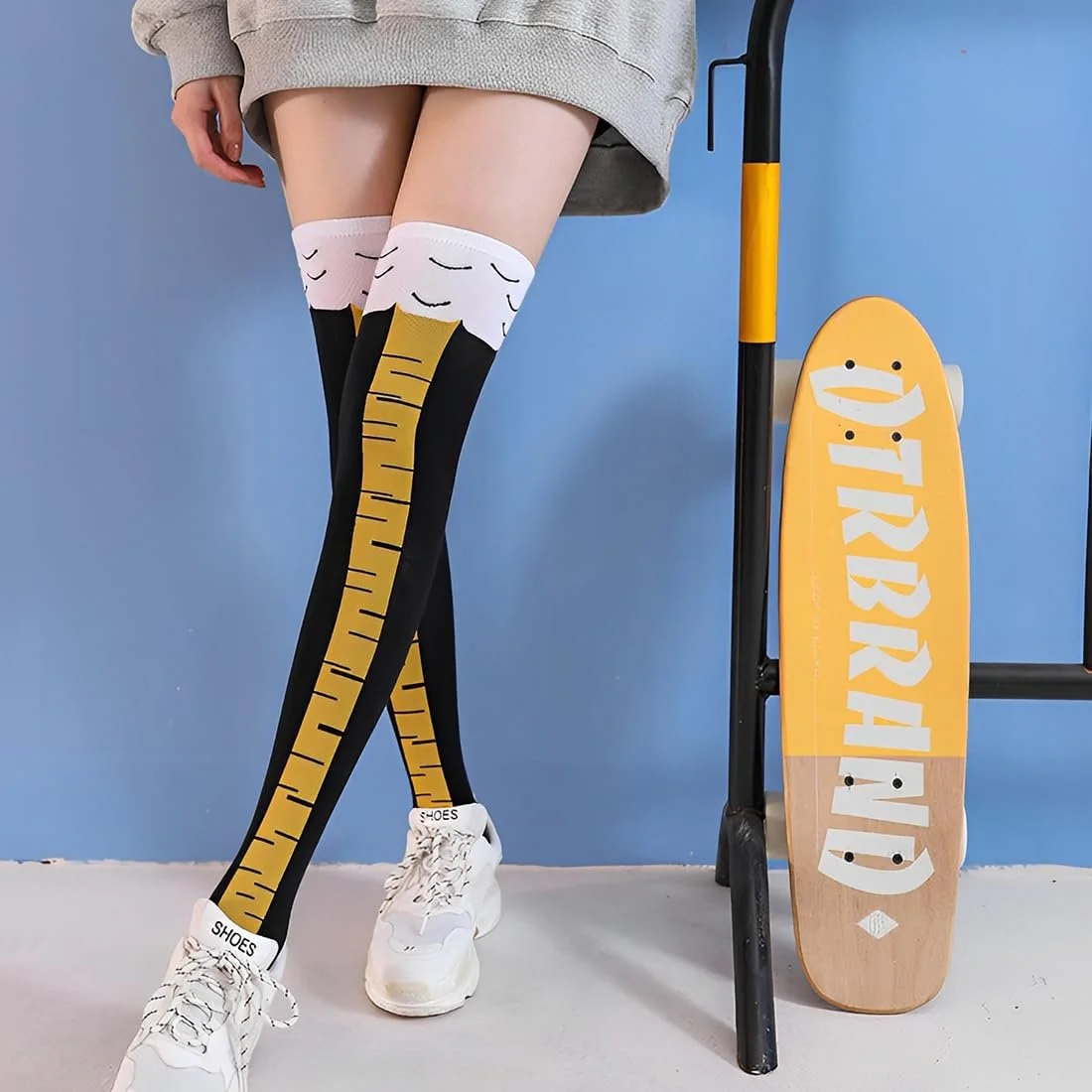 2 пари гольфів вище коліна, жіночі шкарпетки «Курячі лапки», фото №6