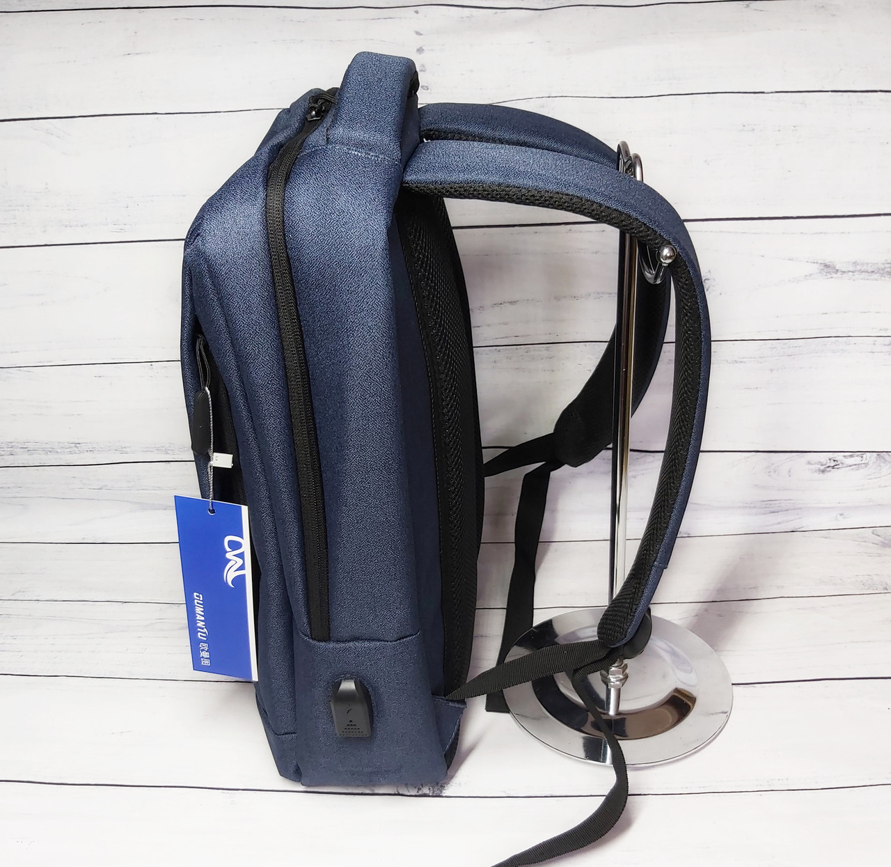 Рюкзак для ноутбука Digital 15.6" протиударний з USB синій колір код IBN010Z, фото №3