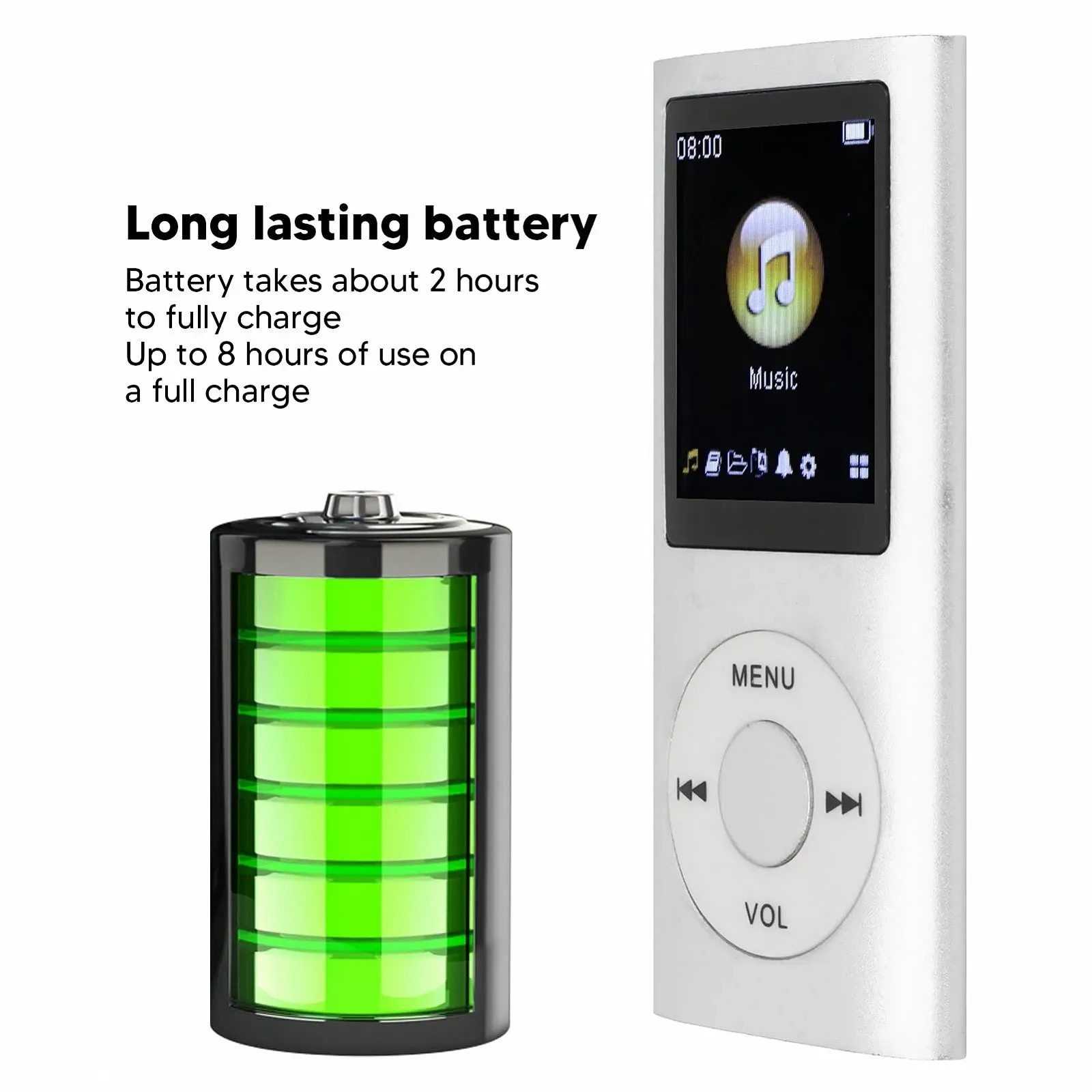 MP3 плеєр Stylish Multifunctional з навушниками Silver, фото №4