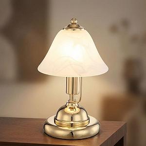 Настольная лампа GLOBO LIGHTING Brass сенсорная антик стекло алебастр E14 17 x 27 см латунь synthetic.ua - Фото 1