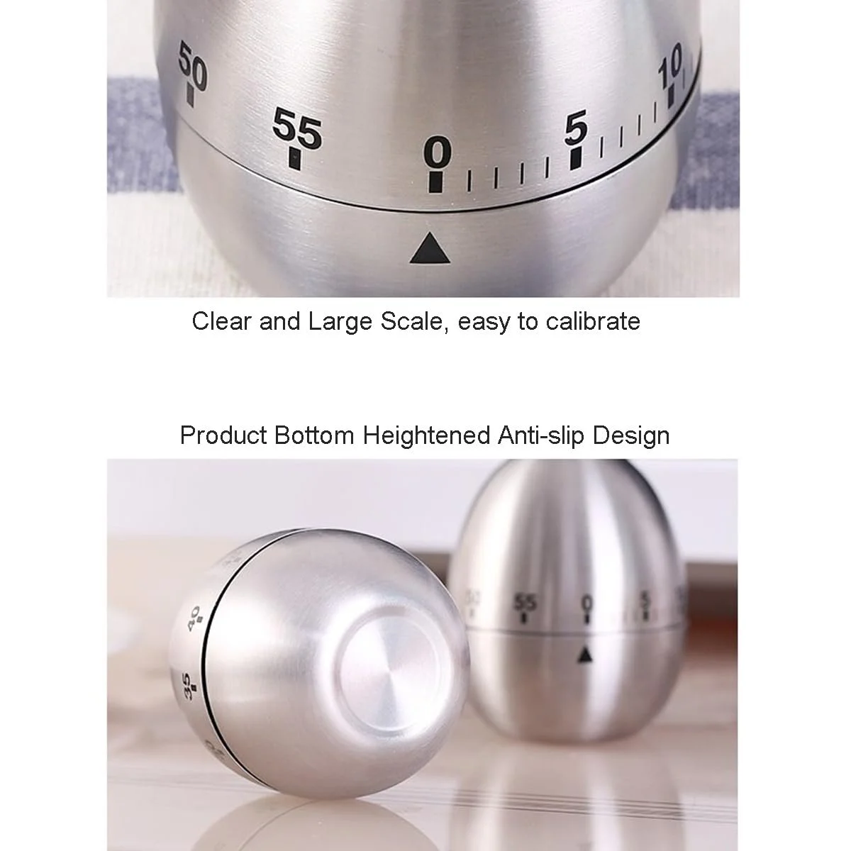 Кухонный таймер Egg Stainless Steel механический 60 минут, фото №2 Кухонный таймер Egg Stainless Steel механический 60 минут, фото №2