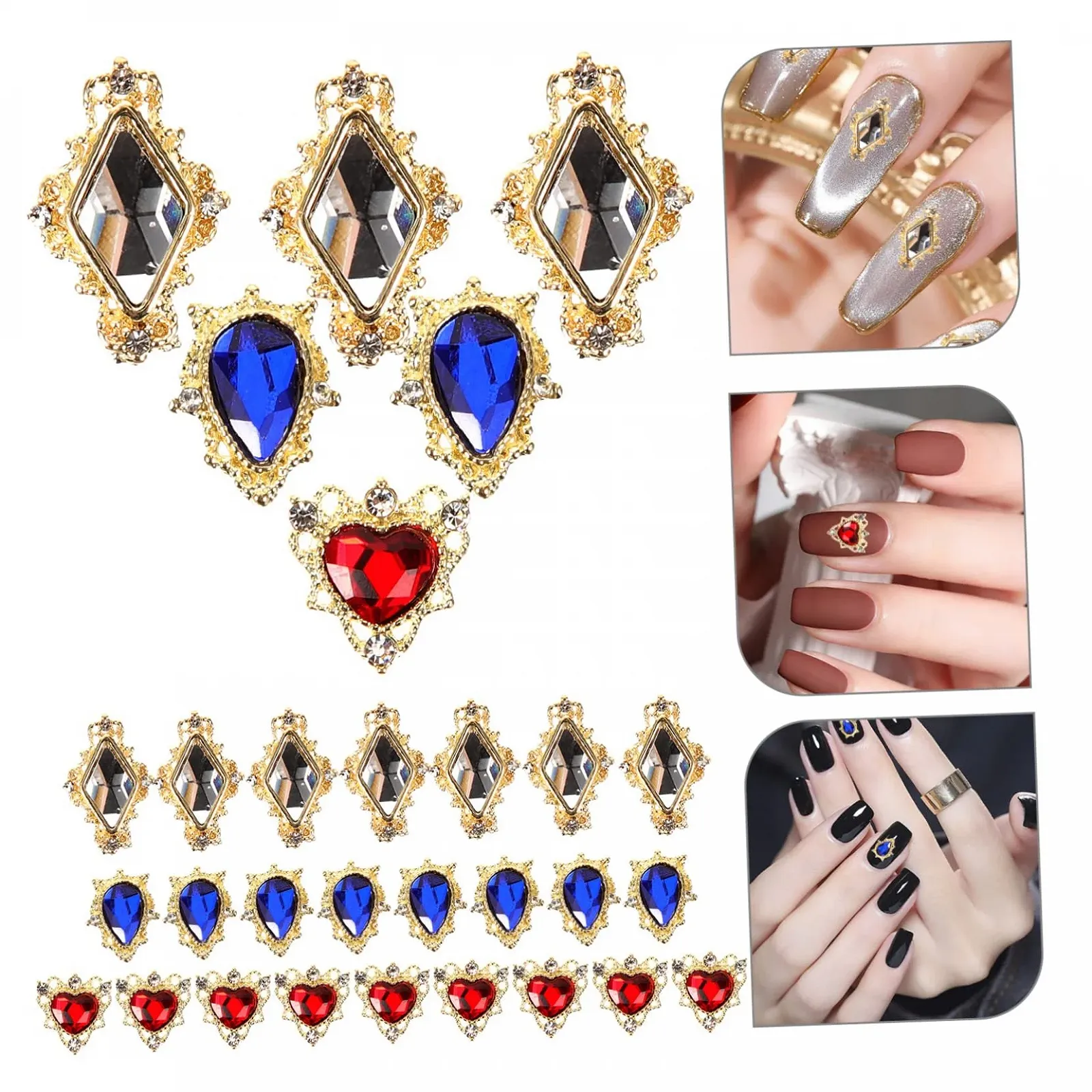 Набор украшений для ногтей в форме сердца FRCOLOR, стразы, принадлежности для маникюрного салона, драгоценные камни для маникюра, аксессуары для маникюра, подвеска для ногтей, сплав, цветные бриллианты, фото №3