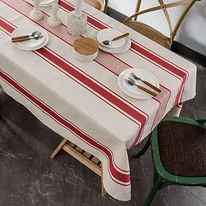 Скатерть Vintage French Red Striped хлопковая 56 x 71 дюйм Red - Фото 1