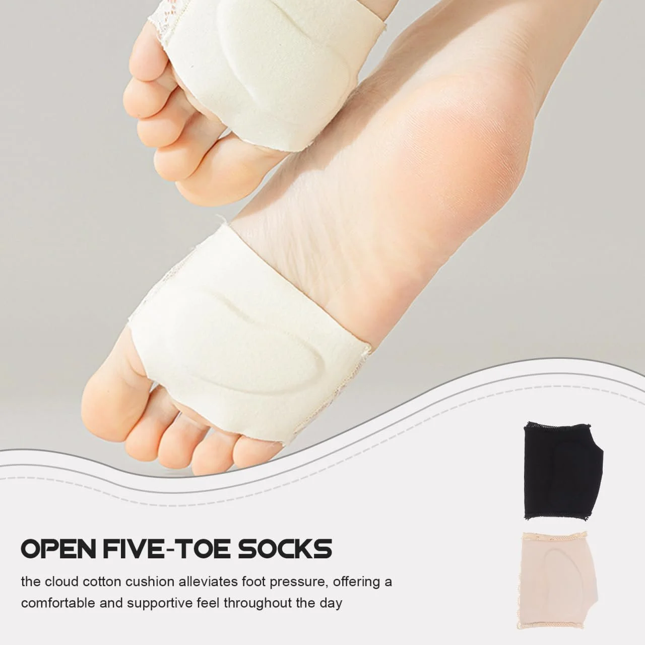 Шкарпетки з пальцями Brand Invisible Half Soles з подушечками комфорту, 2 пари, фото №6