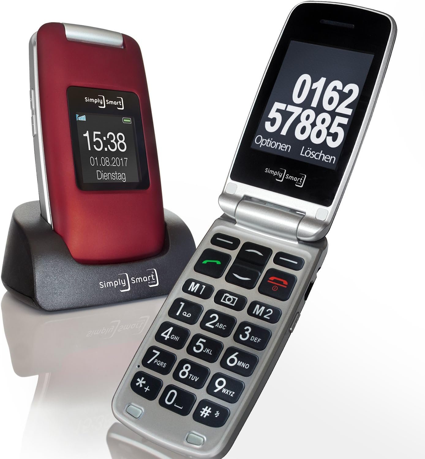 Телефон 2.4" Simply Smart MB 100 / 64 МБ / 100 МБ / 1-SIM / Bluetooth 3.0 / FM / SD-слот / Камера 2Мп / 800мАч / Ліхтарик/ Кнопка підтримки (SOS) / Великі клавіші / Голосова клавіатура / Червоний, фото №1